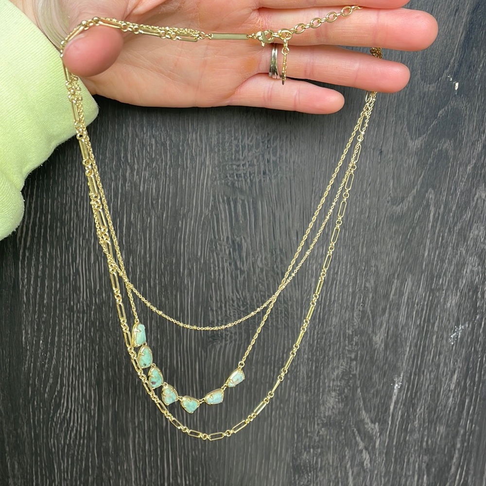 Susanna triple strand necklace in sea green by Kendra Scott